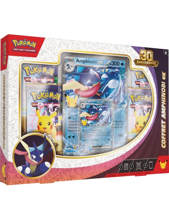 Coffret Pokémon 30ᵉ Anniversaire Amphinobi-ex FR – 4 Boosters