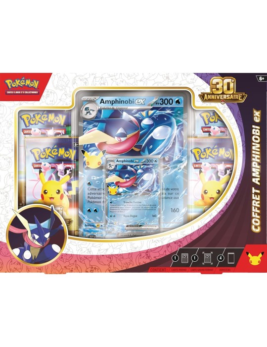 Coffret Pokémon 30ᵉ Anniversaire Amphinobi-ex FR – 4 Boosters