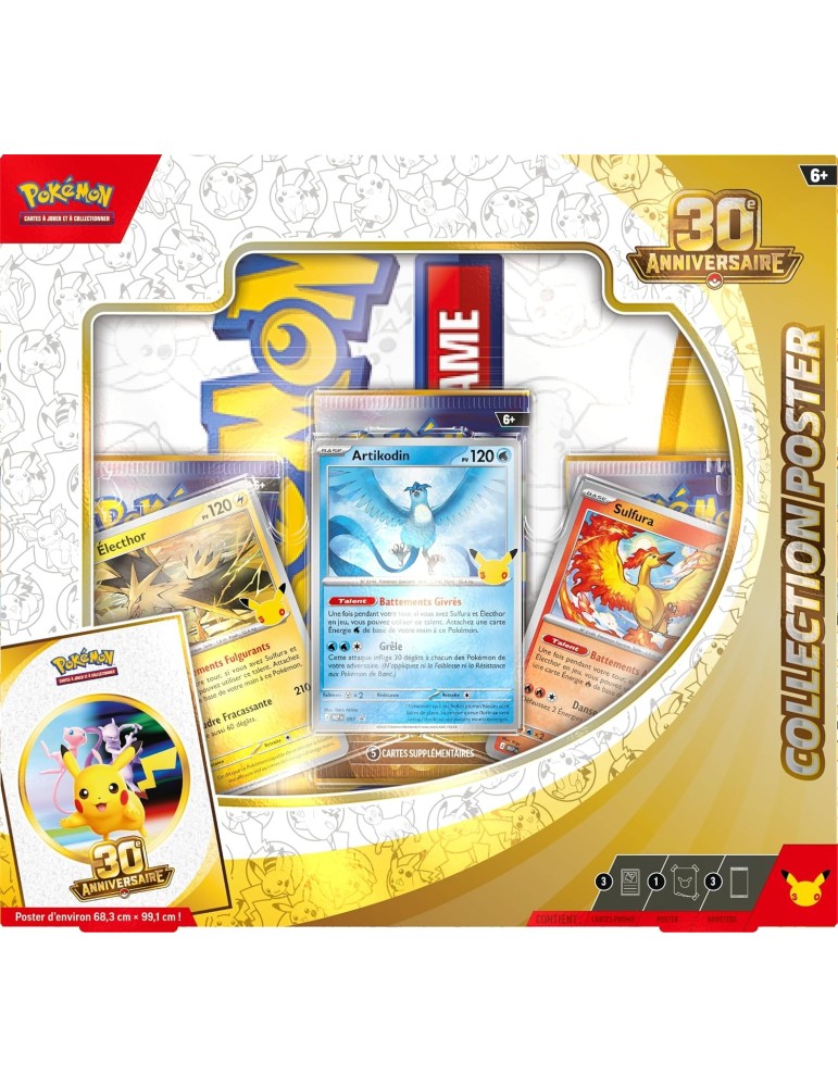 Collection Poster Pokémon 30ᵉ Anniversaire FR – 3 Boosters