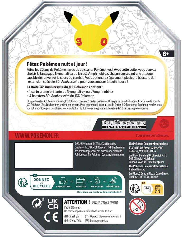 Lot 6 Boosters Pokémon 30ᵉ Anniversaire FR